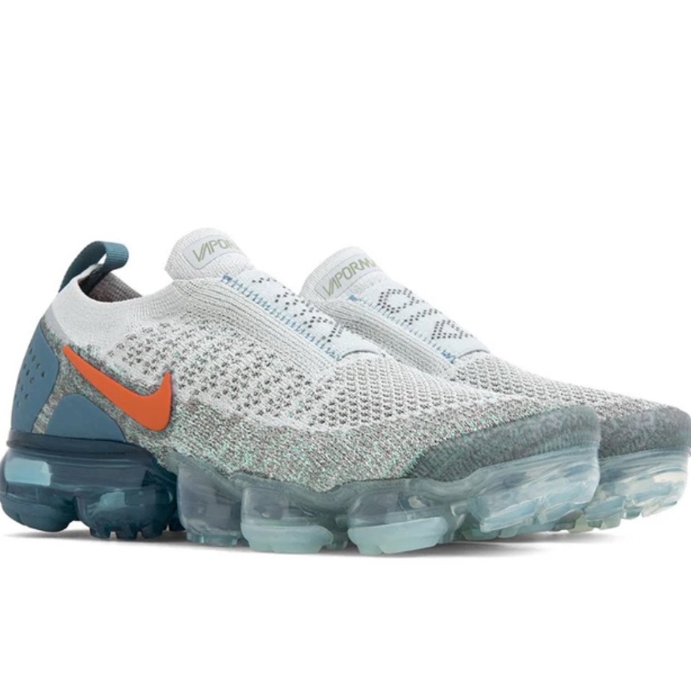 Nike Air VaporMax Flyknit Sneakers - Light Silver/ Campfire Orange